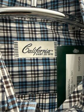 California Plaid Short-Sleeve Button-Down Shirt in Blue and Brown